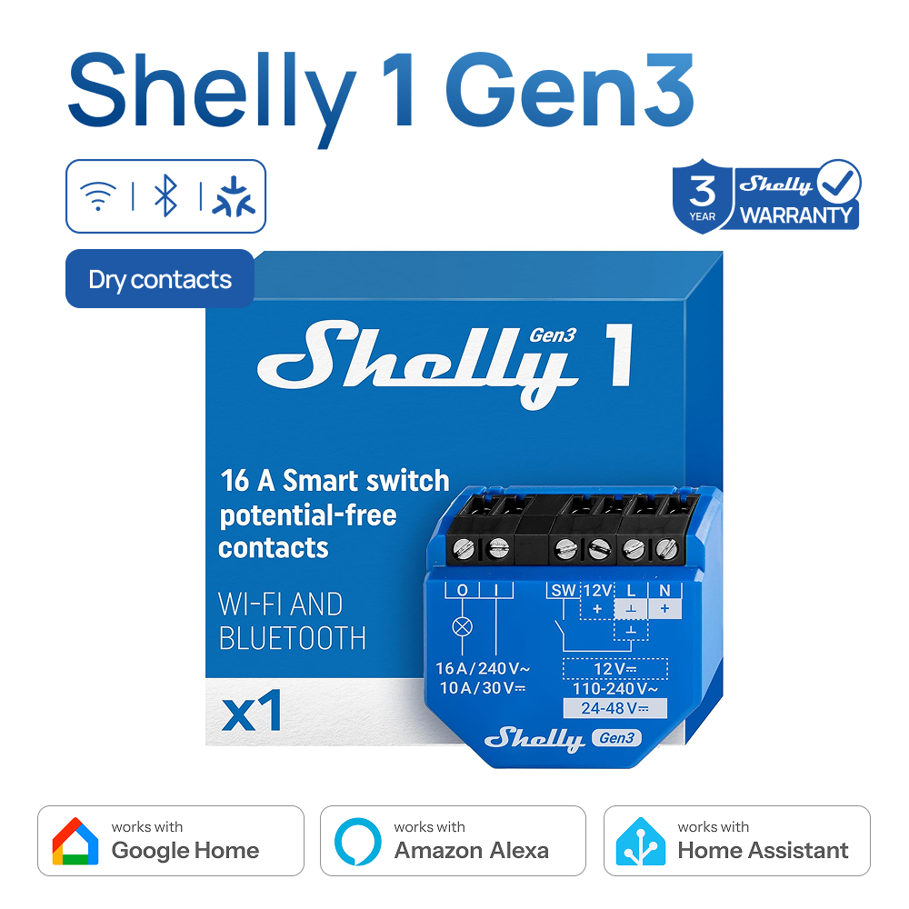 Shelly 1 Gen3 Dry Contact Smar - Shelly Plug 评论和价格