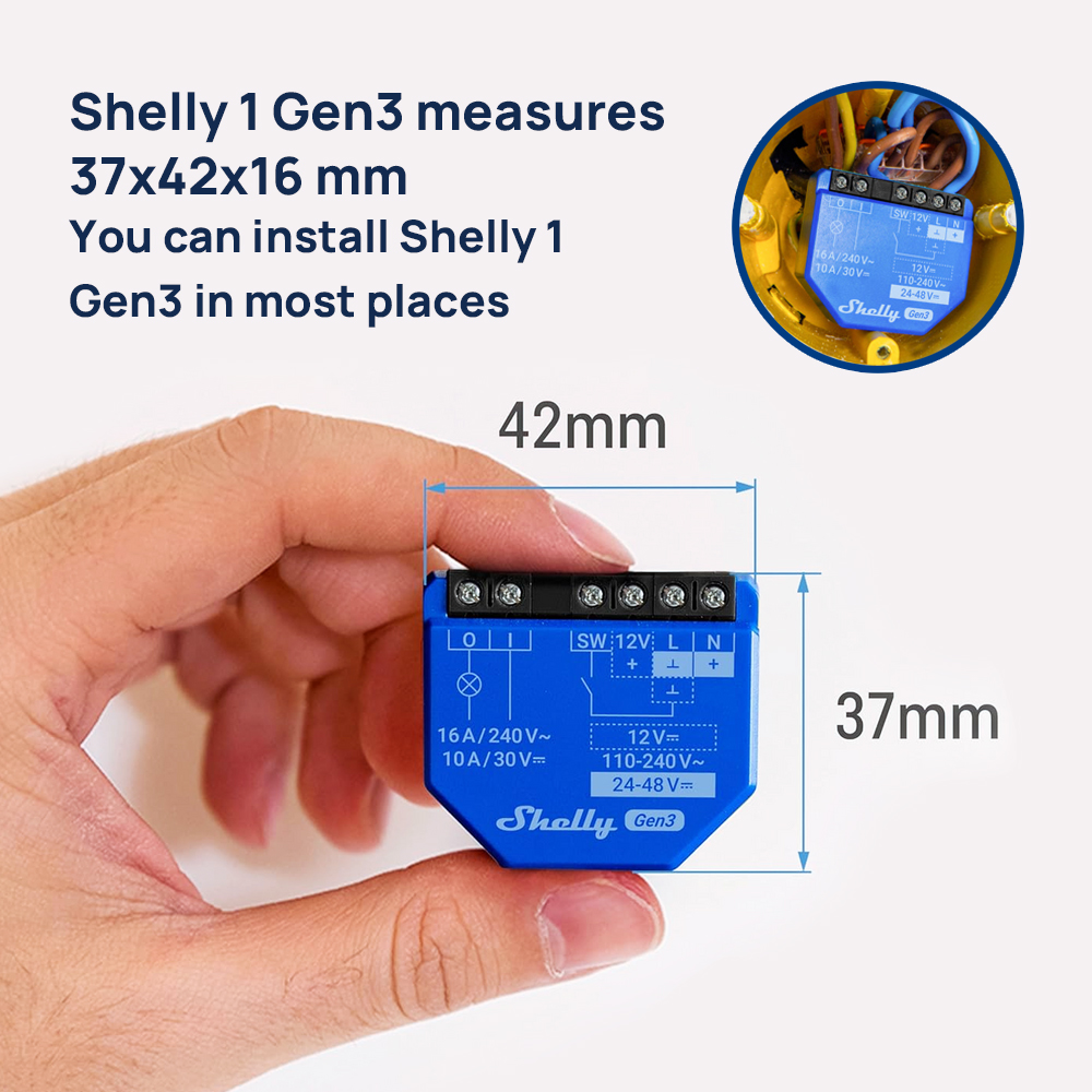 Shelly 1 Gen3 Dry Contact Smar - Shelly Plug 评论和价格